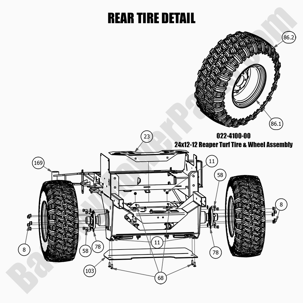 2594 - Bad Boy Mower Parts Lookup > 2021 > Rebel > Rear Tire Detail
